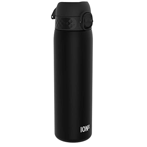 Ion8 Leak Proof Slim Water Bottle, BPA Free, Black, 500ml (18oz) 